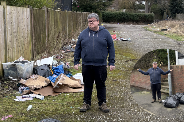 Tom Shaw with flytipping.