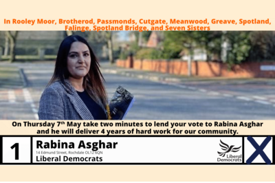 On Thursday 7th May vote Rabina Asghar