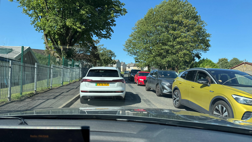 Cars blocked on Bentley Street